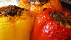 Roasted peppersPopular veggie option    Stuffed with cous cous and goats cheese!